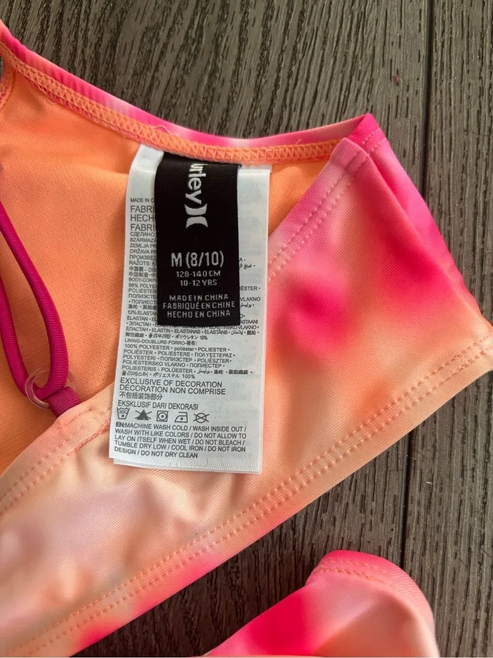 Hurley Pink Orange Tie-Dye Bikini Set